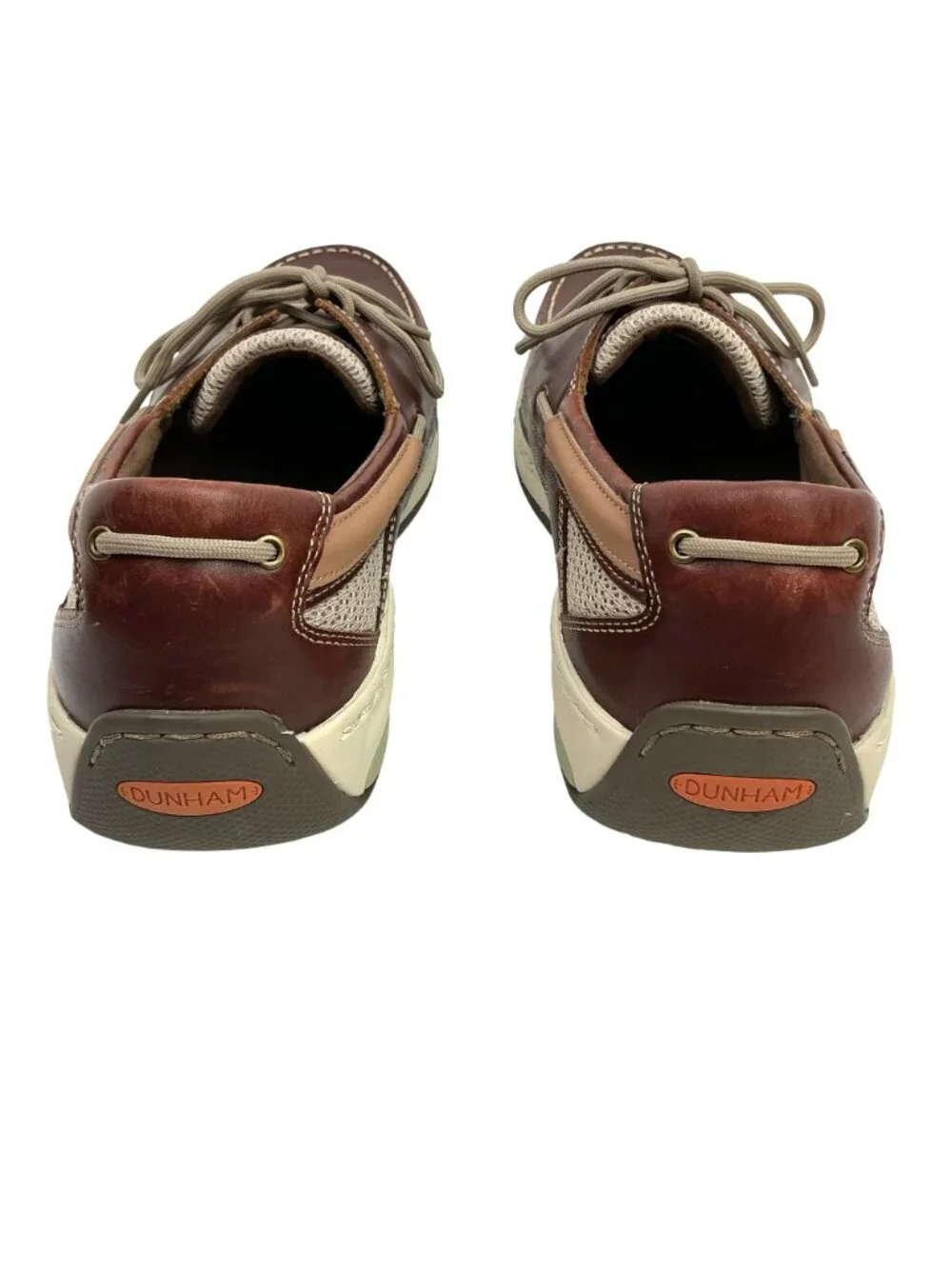Dunham Captain Leather Mesh Lace Boat Shoes Mens 14 Brown Tan Casual Comfort